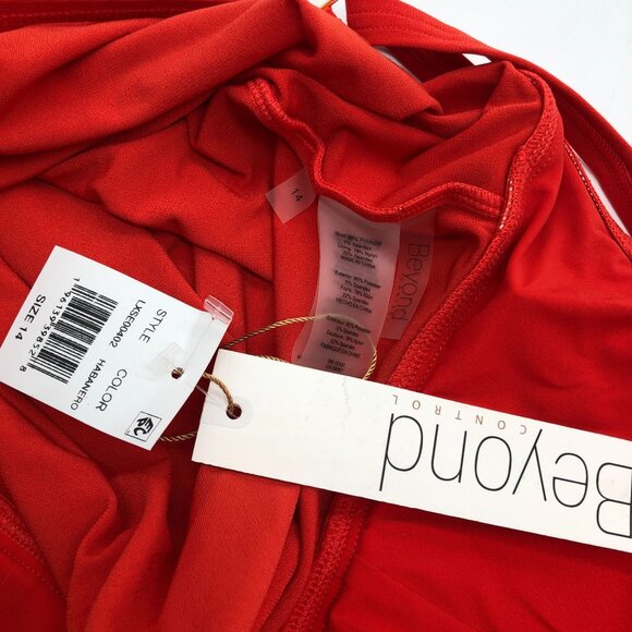 Beyond Control Habanero Red Swim Tankini Top Adjustable Straps Flowy Design 14 - Picture 5 of 6